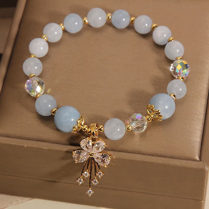 Nimara Ritual Aquamarine Pink Crystal Healing Zircon Butterfly Charm Bracelet