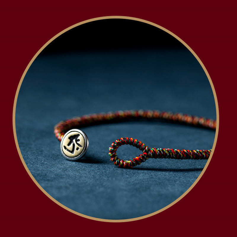 Nimara Ritual Handmade 925 Sterling Silver Chinese Zodiac Natal Buddha Protection Colorful Rope Bracelet
