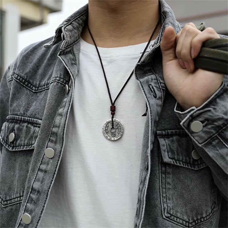 Nimara Ritual Bagua Yin Yang Copper Coin Star Balance Energy Necklace Pendant