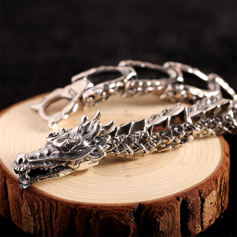 Nimara Ritual 925 Sterling Silver Dragon Luck Success Bracelet Bangle