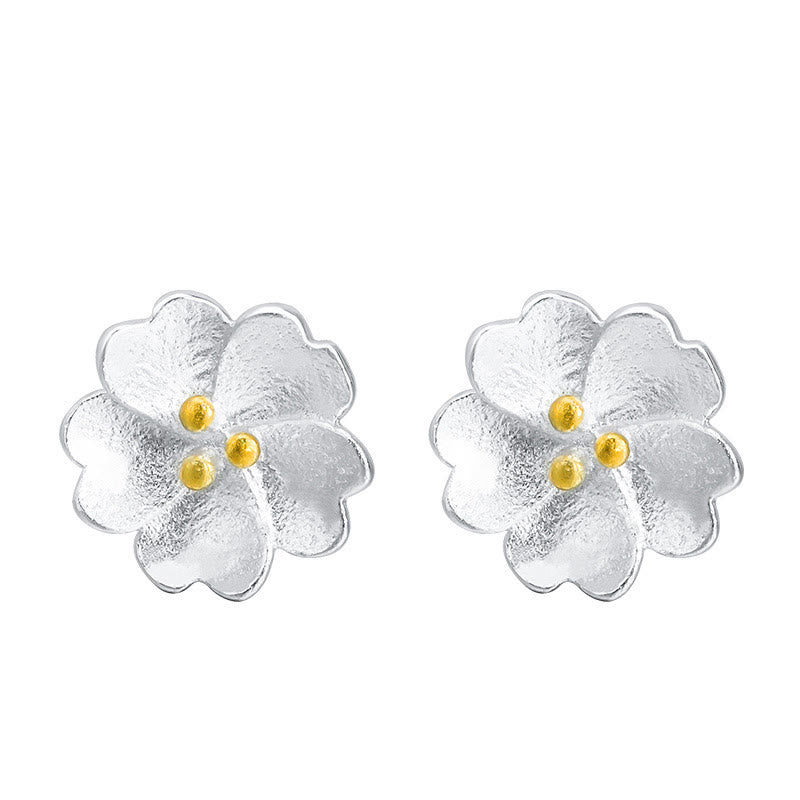 Nimara Ritual 925 Sterling Silver Cherry Blossoms Floral Calm Stud Earrings