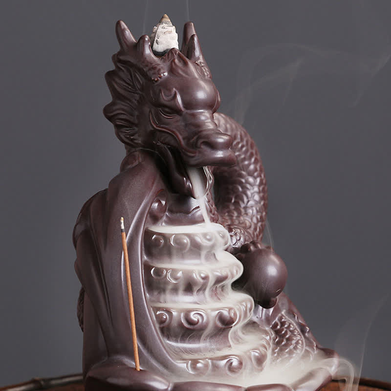 Nimara Ritual Dragon Pattern Success Ceramic Incense Burner Decoration