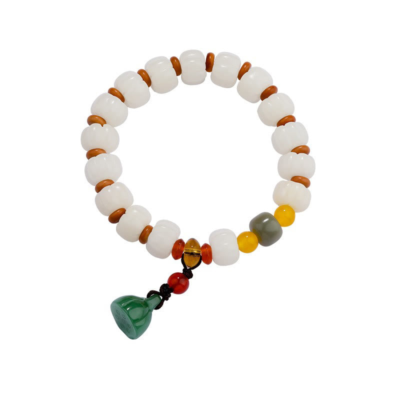 Nimara Ritual Natural Bodhi Seed Red Agate Bodhi Calm Harmony Engraved Pumpkin Bead Lotus Bracelet