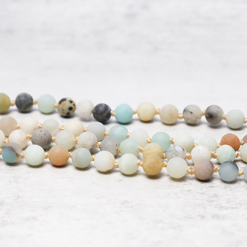 Nimara Ritual 108 Amazonite Beads Tassel Mala Bracelet