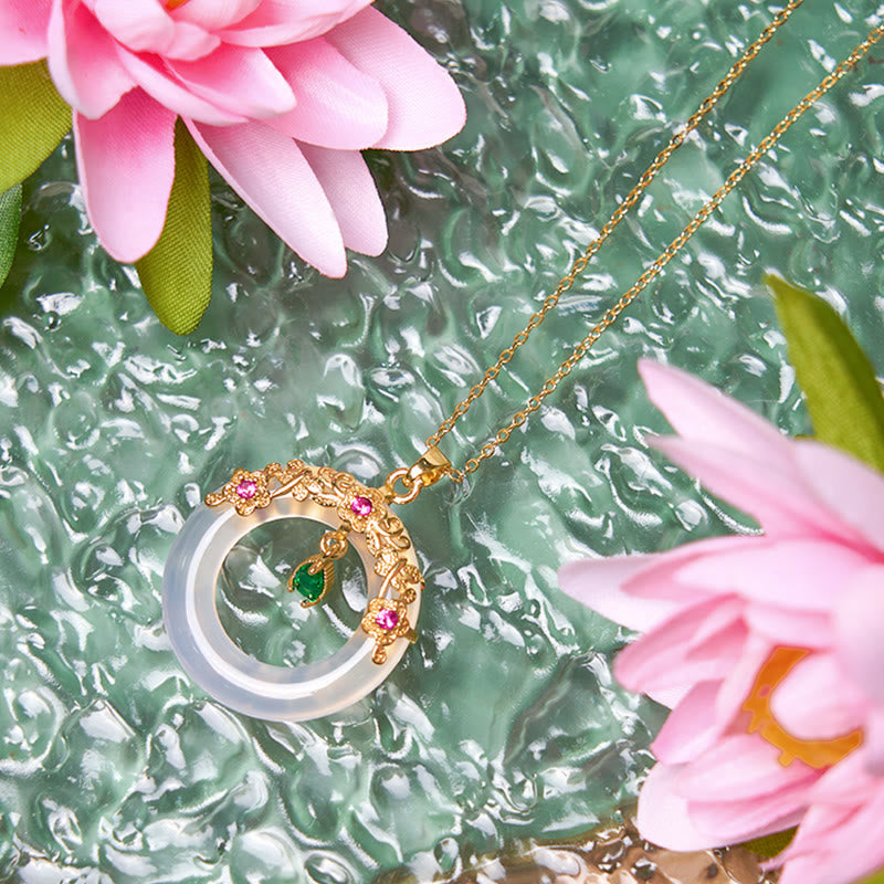 Nimara Ritual Green Chalcedony Peace Buckle Design Strength Necklace Pendant