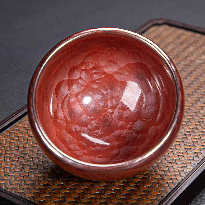Nimara Ritual Handmade Chinese Jianzhan Lotus Design Ceramic Teacup Kung Fu Tea Cup