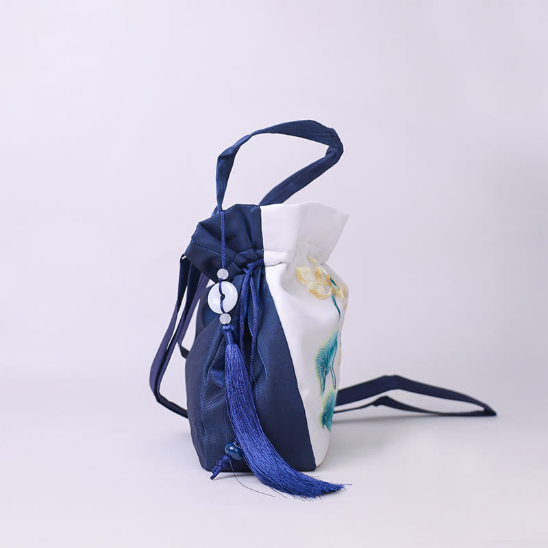 Nimara Ritual Suzhou Embroidery Rabbit Lotus Epiphyllum Peony Magnolia Silk Tote Crossbody Bag Shoulder Bag Handbag