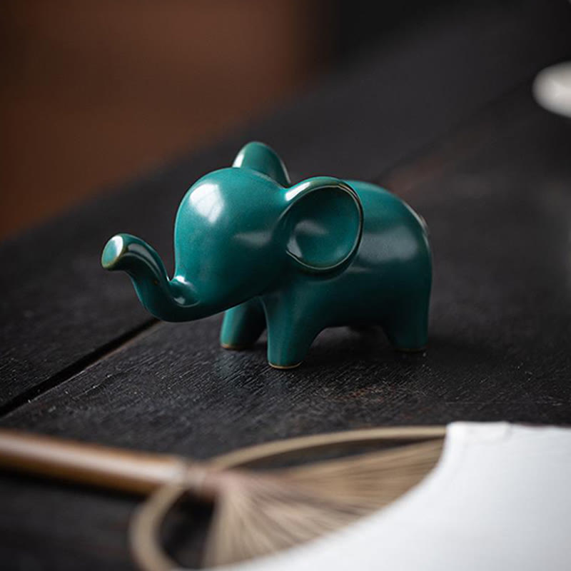 Nimara Ritual Small Ceramic Elephant Home Tea Pet Figurine Desk Decoration
