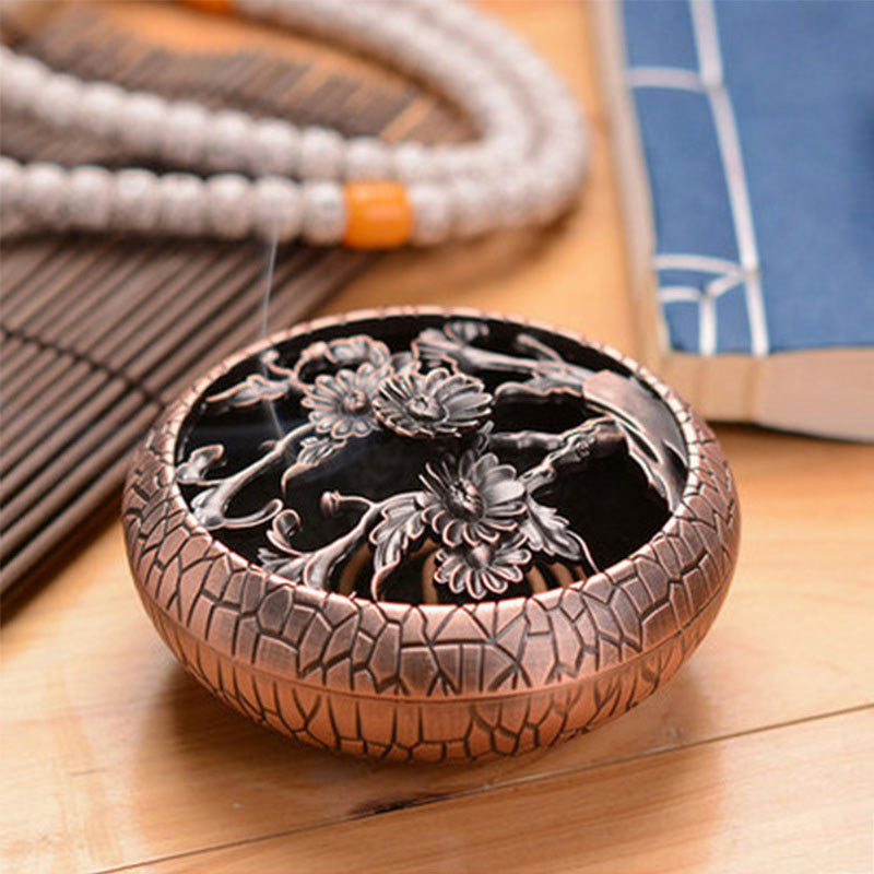 Nimara Ritual Plum Flower Orchid Chrysanthemum Pattern Peace Incense Burner Decoration