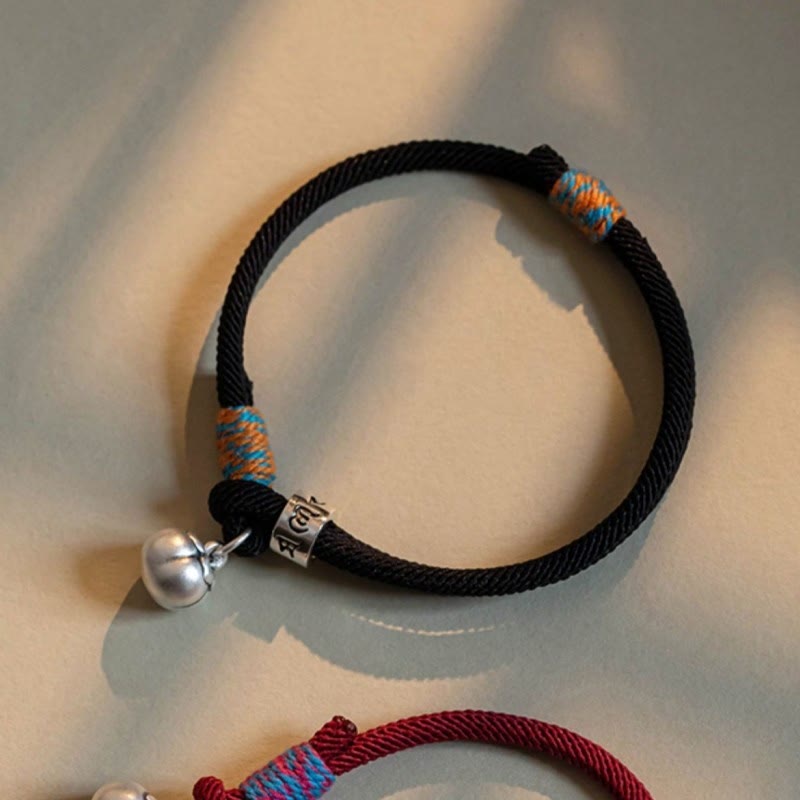 Nimara Ritual 925 Sterling Silver Tibetan Handmade Om Mani Padme Hum Persimmon Charm Luck Protection Braided Bracelet
