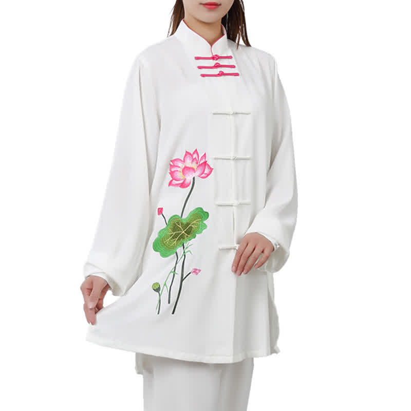 Nimara Ritual Lotus Flower Leaf Pattern Tai Chi Meditation Prayer Spiritual Zen Practice Clothing Women's Set