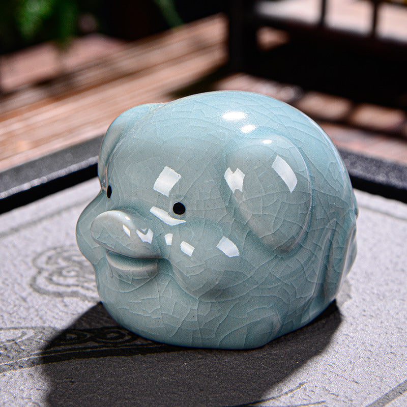 Nimara Ritual Chinese Zodiac Wealth Ceramic Tea Pet Home Figurine Decoration