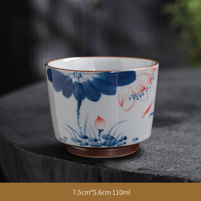 Nimara Ritual Lotus Flower Leaf Bamboo Ceramic Teacup Kung Fu Tea Cups