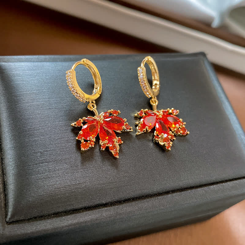 Nimara Ritual Maple Leaf Zircon Luck Necklace Pendant Ring Earrings