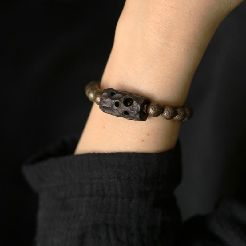 Nimara Ritual Tibet Ebony Wood Copper Peace Balance Beaded Bracelet