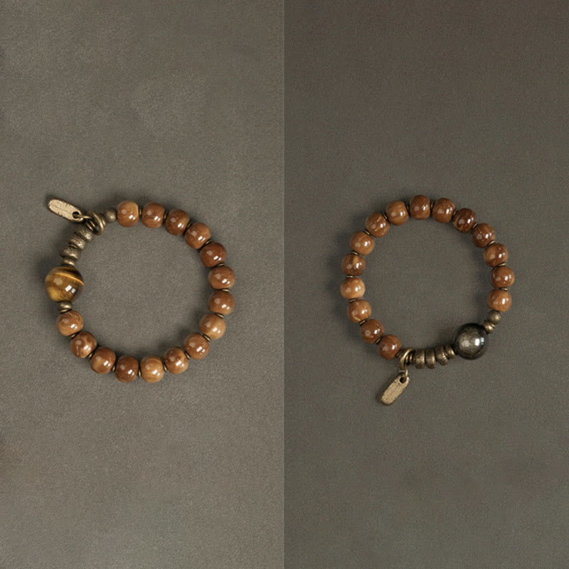 Nimara Ritual Kuka Seed Tiger Eye Gold Sheen Obsidian Brass Copper Wealth Luck Bracelet