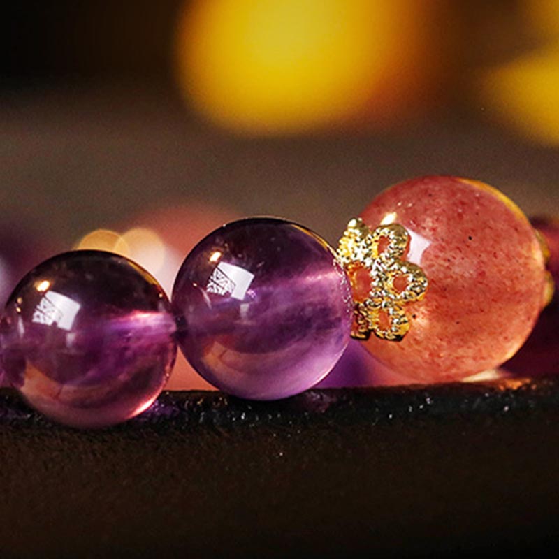 Nimara Ritual Natural Citrine Amethyst Rutilated Quartz Prosperity Protection Bracelet