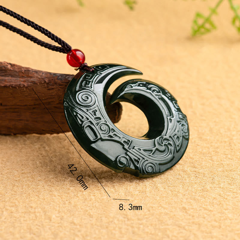 Nimara Ritual One's Luck Improves Design Patern Natural Hetian Cyan Jade Success Necklace Pendant
