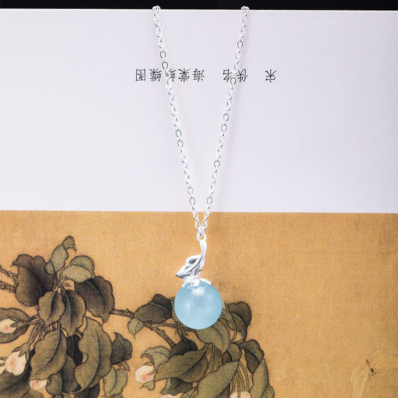 Nimara Ritual 925 Sterling Silver Natural Aquamarine Leaf Flower Peace Earrings Necklace