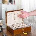 Nimara Ritual Vintage Wooden Jewelry Box Two-Layer Solid Wood Jewelry Storage Box