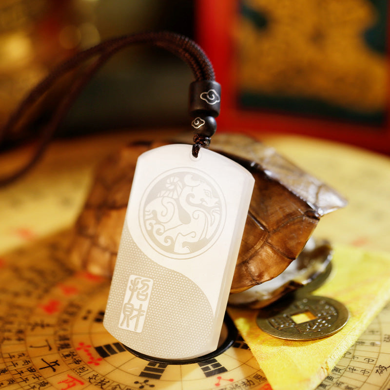 Nimara Ritual White Jade PiXiu Yin Yang Luck Protection Necklace Pendant