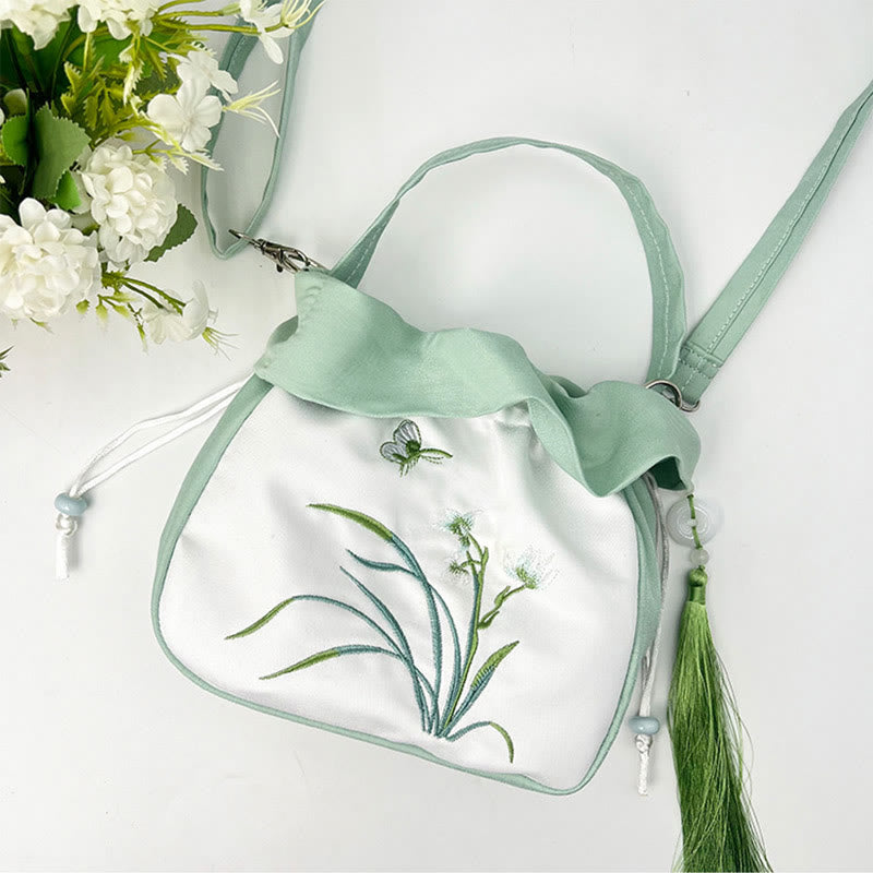 Nimara Ritual Suzhou Embroidery Camellia Magnolia Peony Lotus Silk Tote Crossbody Bag Shoulder Bag Handbag