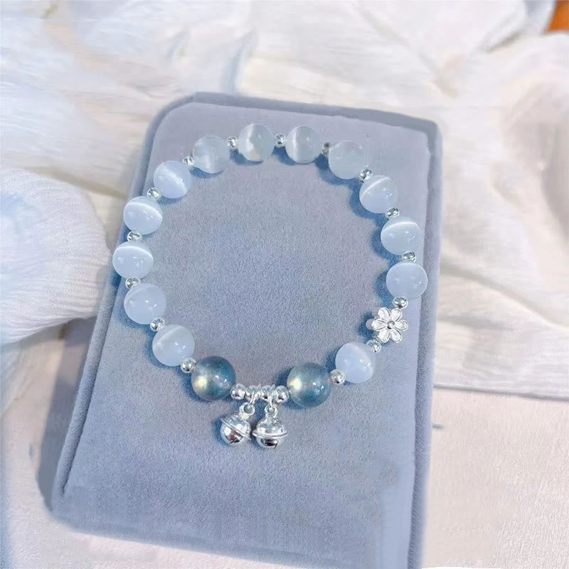 Nimara Ritual Cat's Eye Crystal Peach Blossom Bell Fu Character Charm Support Bracelet
