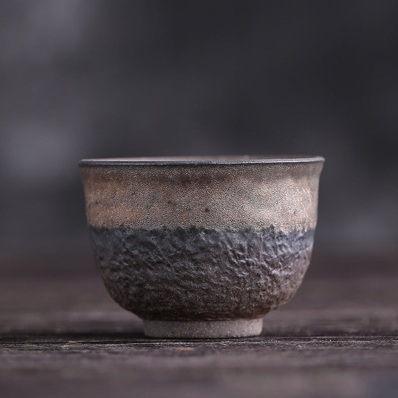Nimara Ritual Simple Brown Striped Texture Ceramic Teacup Kung Fu Tea Cup Bowl