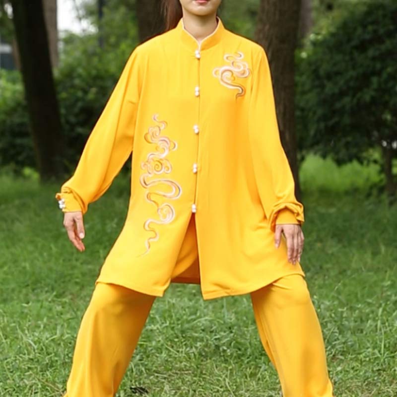 Nimara Ritual Auspicious Clouds Embroidery Meditation Prayer Spiritual Zen Tai Chi Qigong Practice Unisex Clothing Set