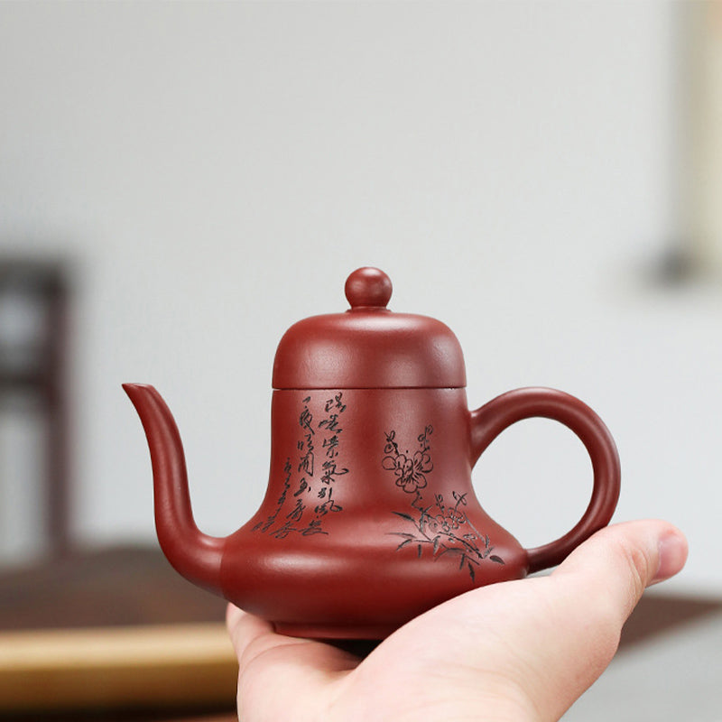 Nimara Ritual Vintage Bamboo Peach Blossom Purple Clay Kung Fu Teapot