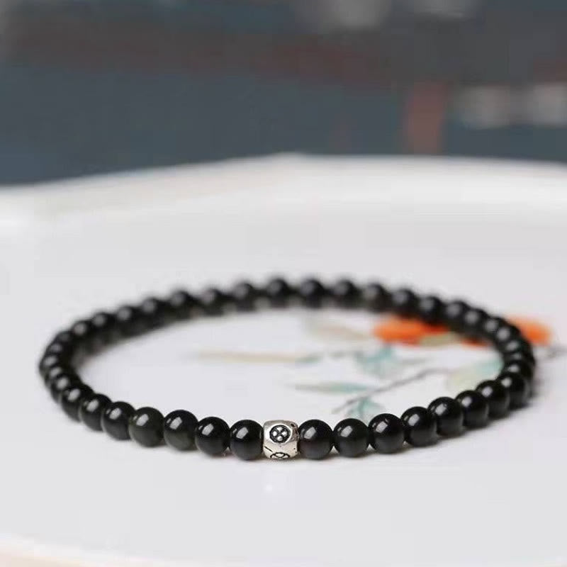 Nimara Ritual Natural Black Obsidian Smoky Quartz Purification Strength Bracelet