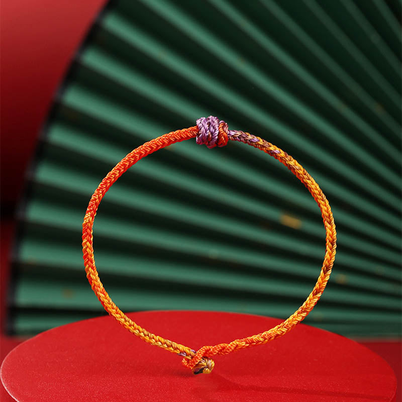 Nimara Ritual Handcrafted Colorful Purple Gold Red Braid Rope Bracelet