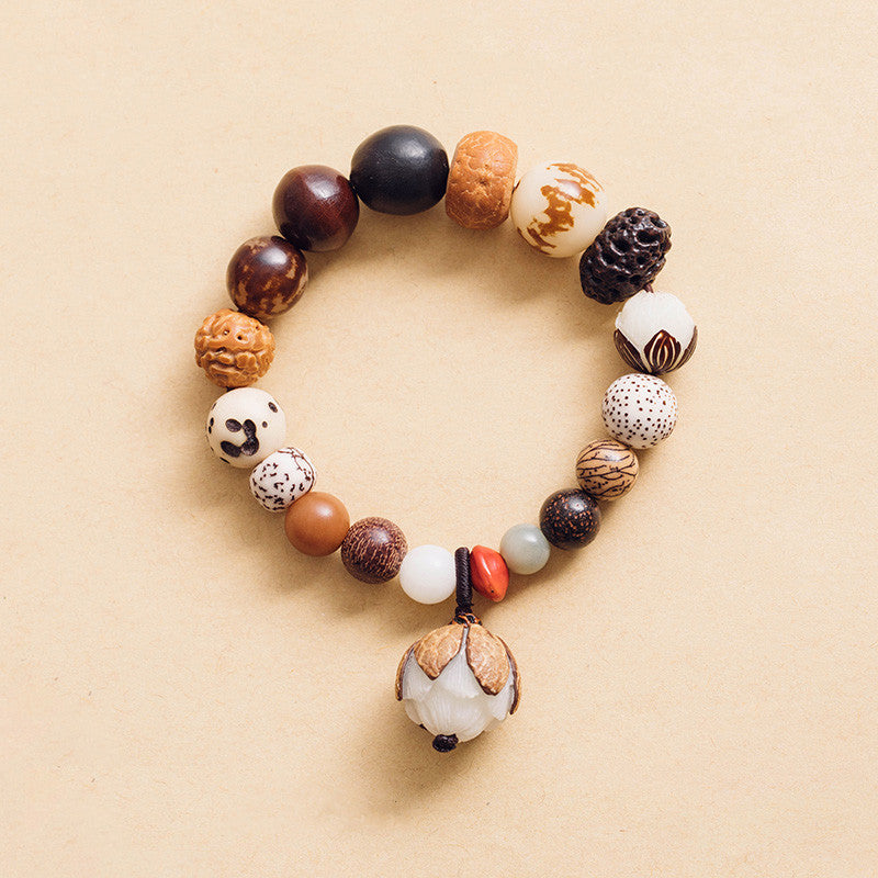 Nimara Ritual Bodhi Seed Lotus Wisdom Peace Wrist Mala Bracelet