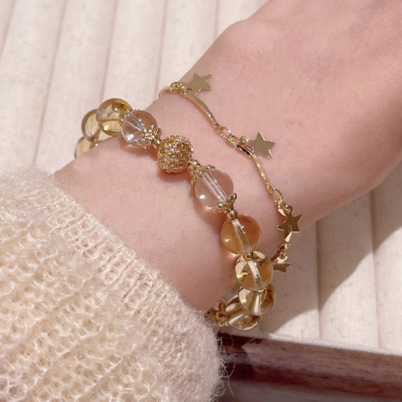 Nimara Ritual Citrine Moonstone Butterfly Charm Prosperity Protection Bracelet
