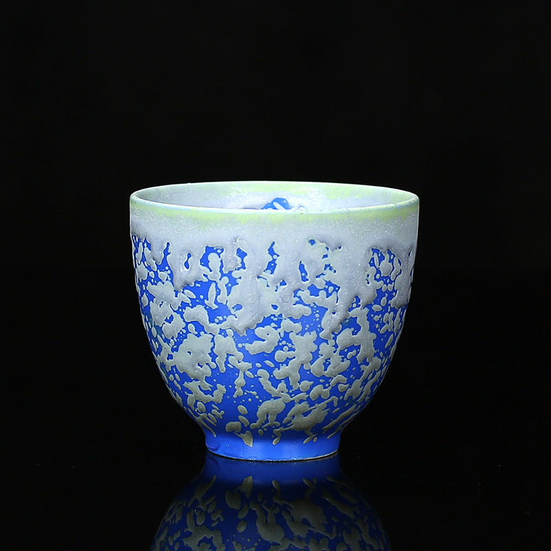 Nimara Ritual Retro Blue Red Gradient Lotus Pattern Kiln Change Ceramic Teacup Kung Fu Tea Cup Bowl
