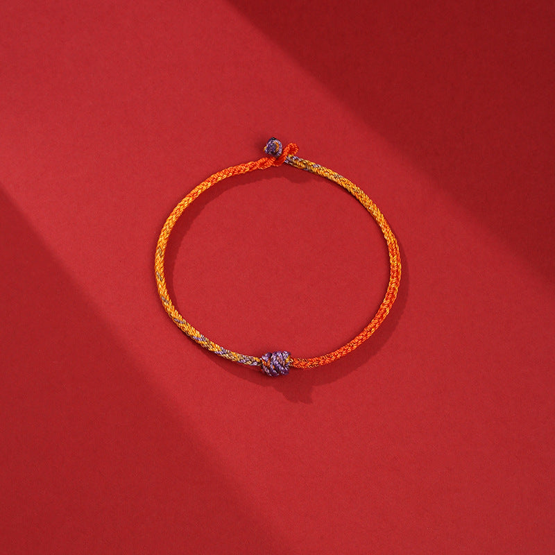 Nimara Ritual Handcrafted Colorful Purple Gold Red Braid Rope Bracelet