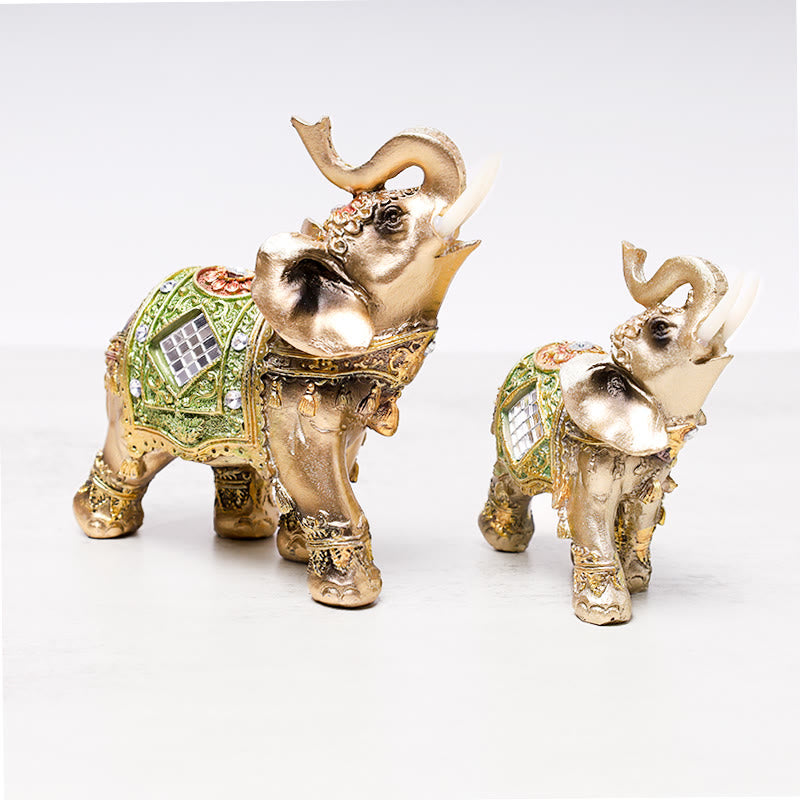 Nimara Ritual Lucky Feng Shui Green Elephant Statue Sculpture Wealth Figurine Gift Home Decoration