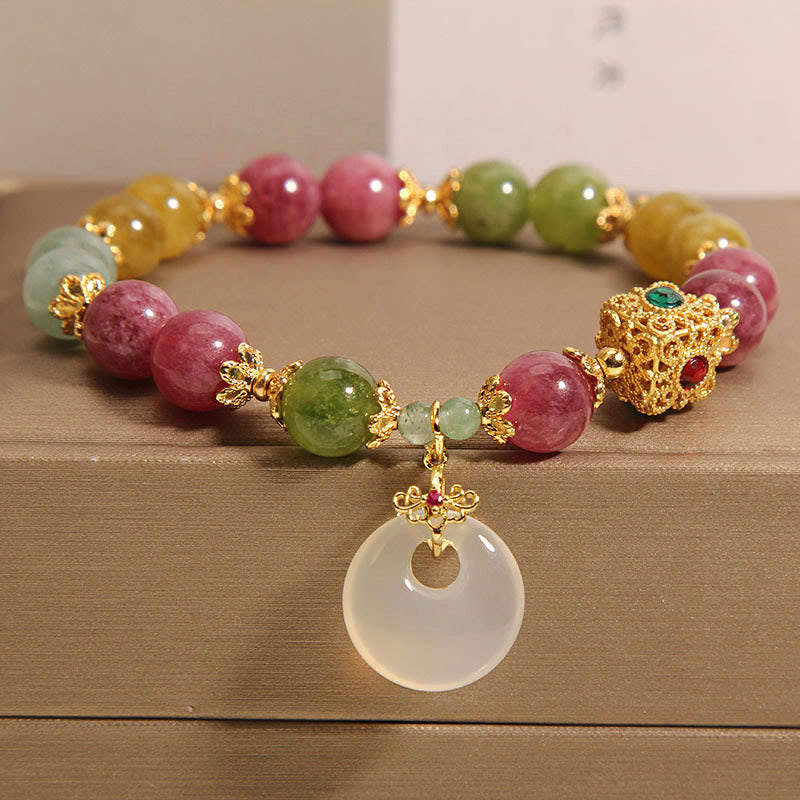 Nimara Ritual Colorful Tourmaline Peace Buckle Charm Wisdom Bracelet