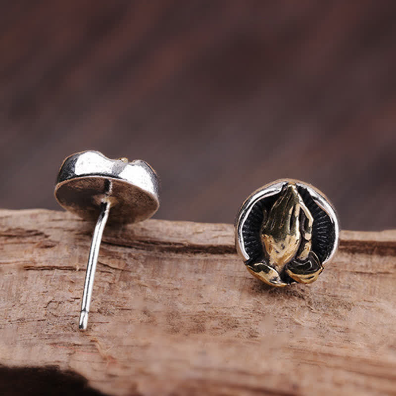Nimara Ritual 925 Sterling Silver Namaste Equality Stud Earrings