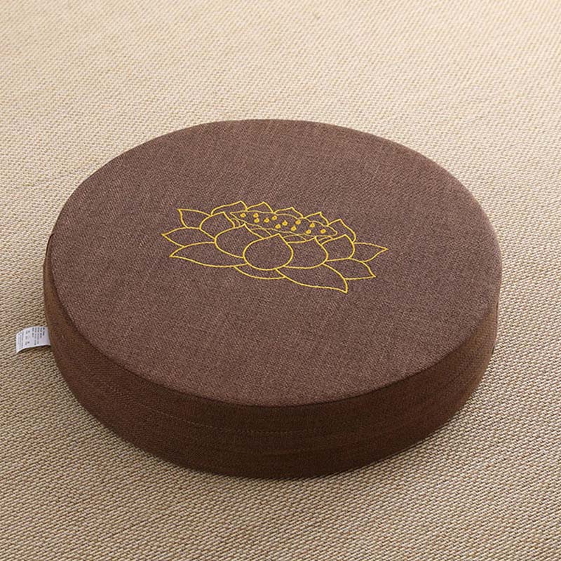 Nimara Ritual Lotus Embroidery Cotton Linen Meditation Seat Cushion