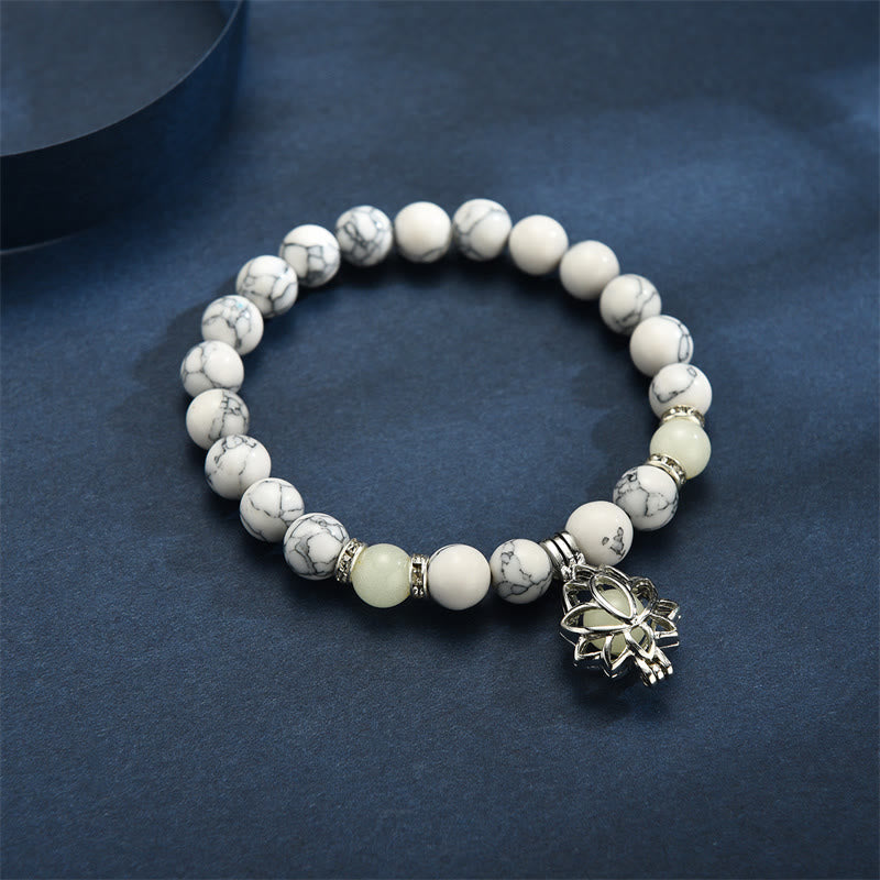 Positive Thinking Tibetan Turquoise Glowstone Luminous Bead Lotus Protection Bracelet