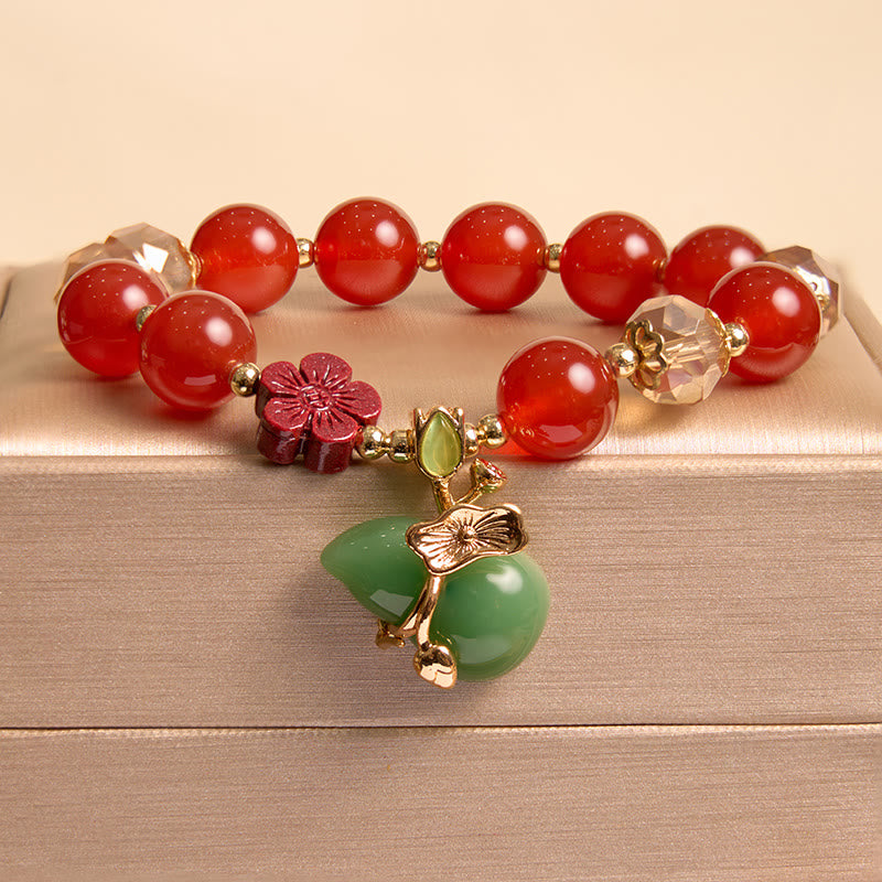 Nimara Ritual Natural Red Agate Green Agate Gourd Cinnabar Flower Beads Confidence Bracelet