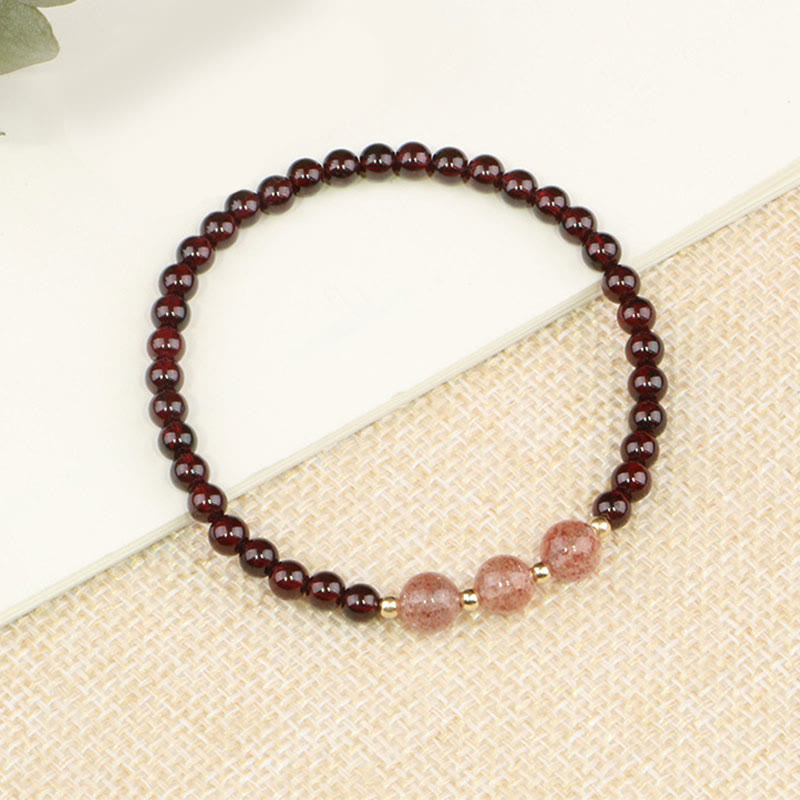 Nimara Ritual Natural Garnet Strawberry Quartz Calm Bracelet