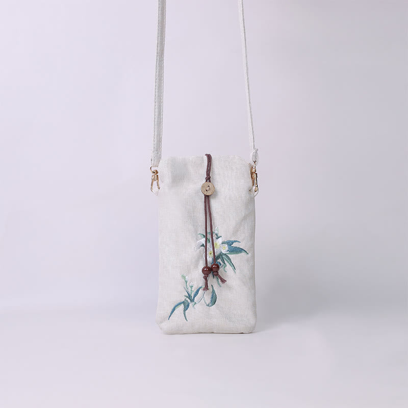 Nimara Ritual Small Embroidered Flowers Crossbody Bag Shoulder Bag Cellphone Bag 11*20cm
