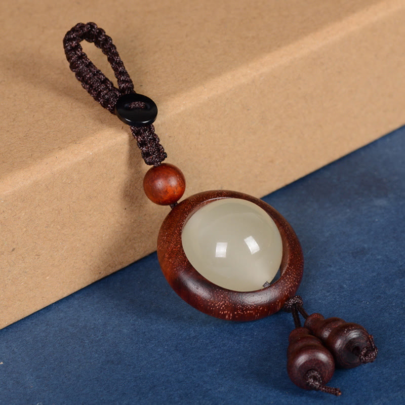 Nimara Ritual Red Sandalwood Ebony Wood Green Sandalwood Luminous Lucky Bead Gourd Peace Key Chain