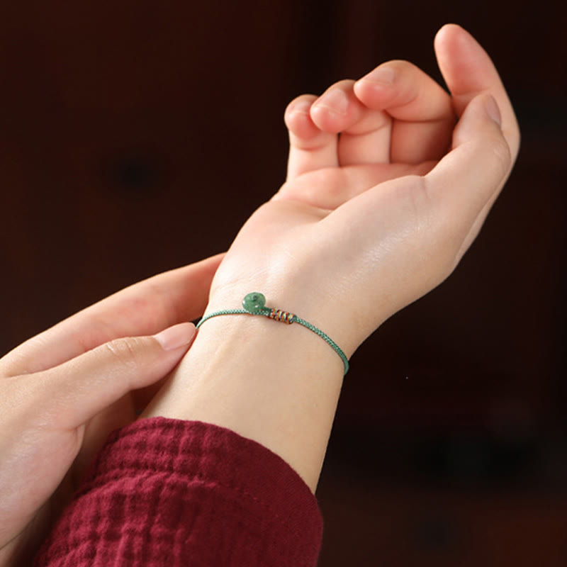 Nimara Ritual Tibetan Handmade Green Aventurine Luck Protection Braided Rope Bracelet
