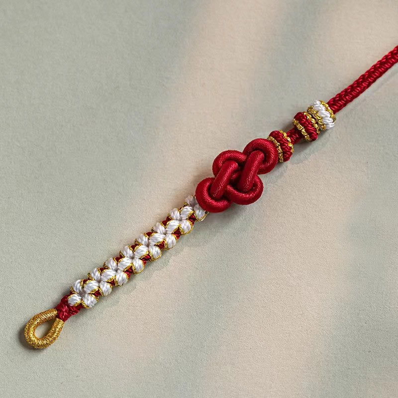 Nimara Ritual Handmade True Love Knot Peach Blossom Charm Luck Rope Bracelet