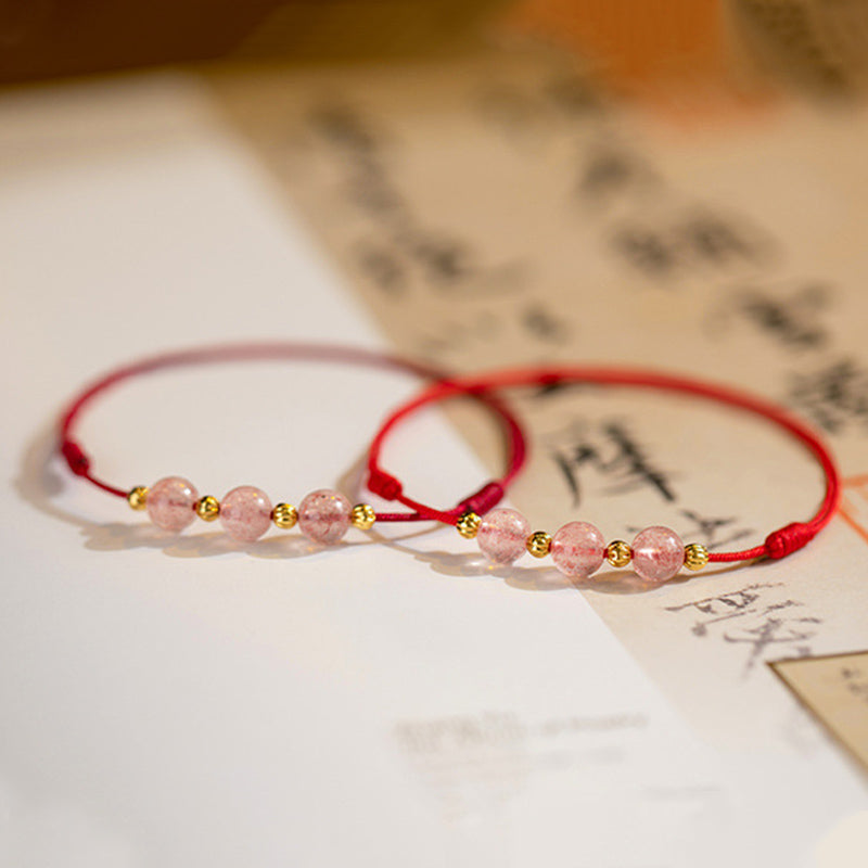 Nimara Ritual Strawberry Crystal Beads Luck Red String Anklet