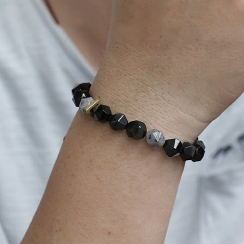 Nimara Ritual Black Obsidian Black Glitter Stone Purification Bracelet