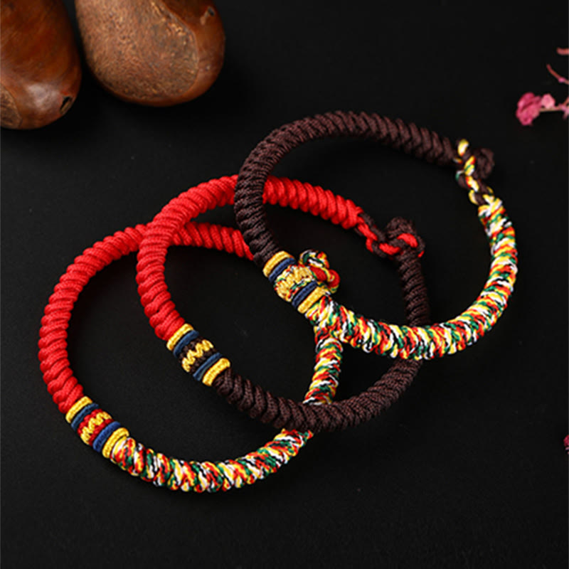 Nimara Ritual Tibetan Handmade Multicolored Thread King Kong Knot Strength Braid String Bracelet